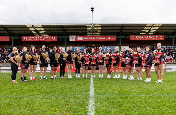 Womens Rugby World Cup Players With Bouqets