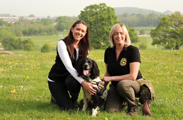 Two Handlers With Dog